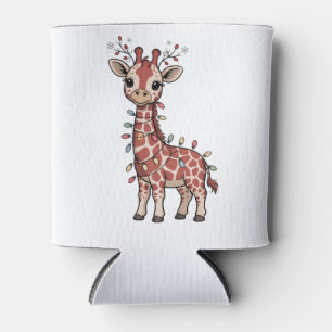 Porta-lata Girafa Envolta em Luzes de Natal Amantes de Animai