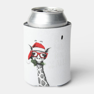 Porta-lata Girafa Fofa Com Chapéu de Papai Noel Feliz Natal A