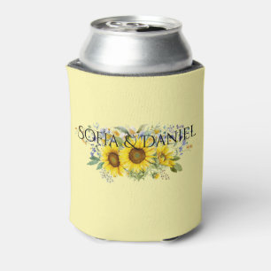 Porta-lata Girassol azul flor silvestre casamento amarelo