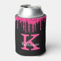 Girly Hot Pink Black Glitter Drives Nome do Monogr