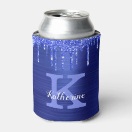Porta-lata Girly Sapphire Blue Glitter Coloca Nome do Monogra