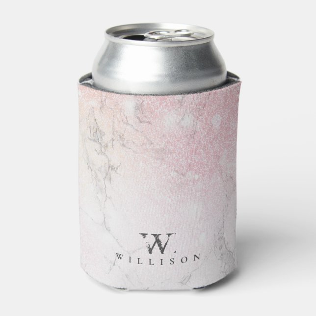 Porta-lata Glitter de rosa de Marble Personalizado (Can Front)