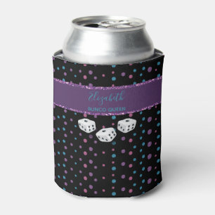 Porta-lata Glitter Glam Girly Dice Monograma Bunco pode arref
