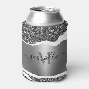 Porta-lata Glitter metálico e prata
