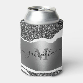 Porta-lata Glitter metálico e prata