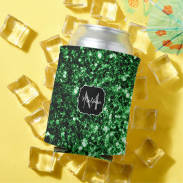 Porta-lata Glitter verde escuro brilha monograma