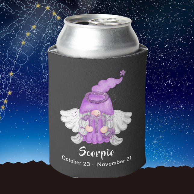 Porta-lata Gnomo Scorpio Astrology Sign Angel (Gnome Scorpio Astrology Sign Angel Can Cooler)