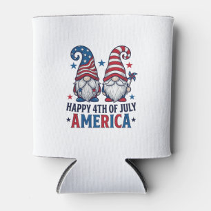 Porta-lata Gnomos Patrióticos Feliz 4 de Julho Camisa América
