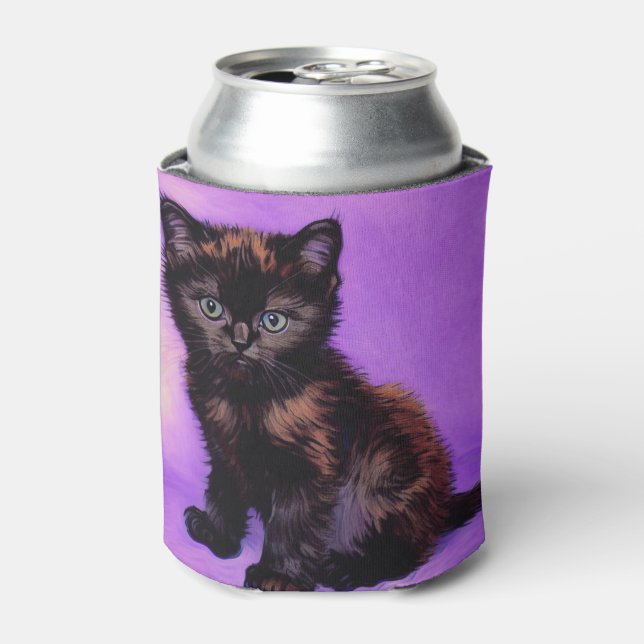 Porta-lata Gogh Style Purple Cat (Can Front)