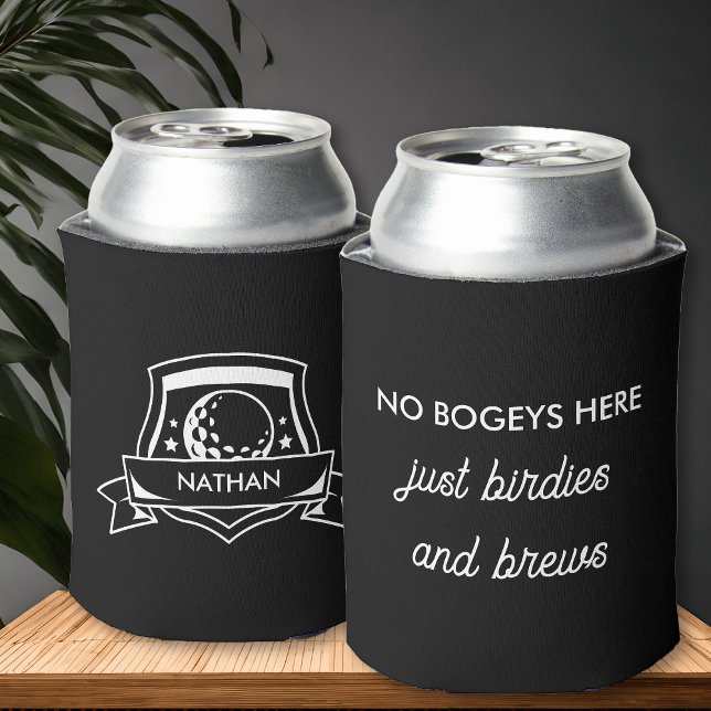 Porta-lata Golfe Engraçado Bogey Birdies e Brechas Personaliz (Personalized can cooler with funny golf slogan and simple modern, typography design.)