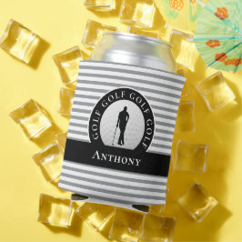 Porta-lata Golfer Monogramed Nome de Cinza Negra Novidade Esp