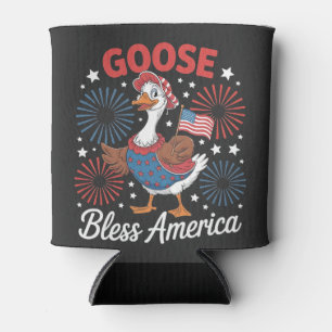 Porta-lata Goose Bless America Goose Bird Quarto De Julho