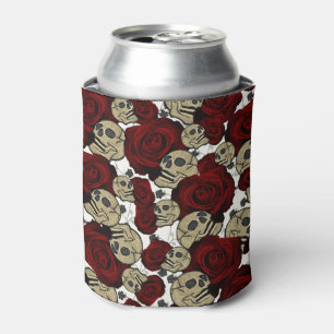 Porta-lata Gótico floral do branco cinzento das rosas