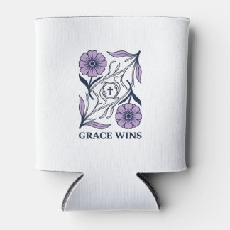 Porta-lata Grace Wins Floral Camiseta Cristã Vintage com Grav