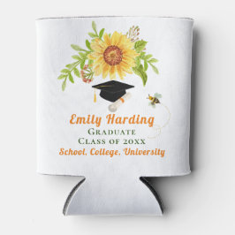 Porta-lata Graduação Parabéns Amarelo Floral Girassol