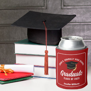 Porta-lata Graduação Personalizada do Formando Branco Vermelh