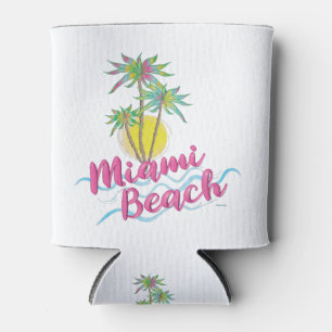 Porta-lata Gráfica Rosa Legal-Praia de Miami-Florida