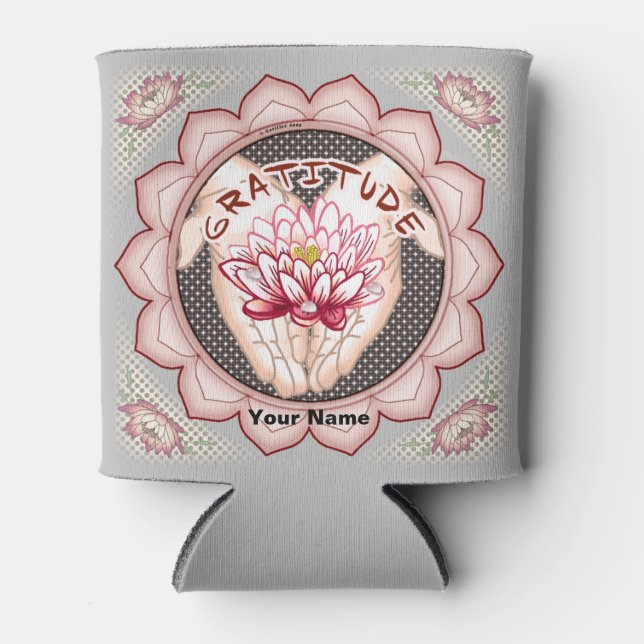 Porta-lata Gratidão Lotus pode resfriar (Frente)