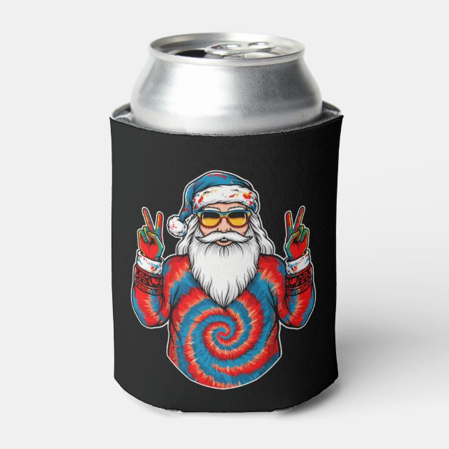 Porta-lata Gravata de Natal Dye Santa Óculos de Sol Sinal de  (Can Front)
