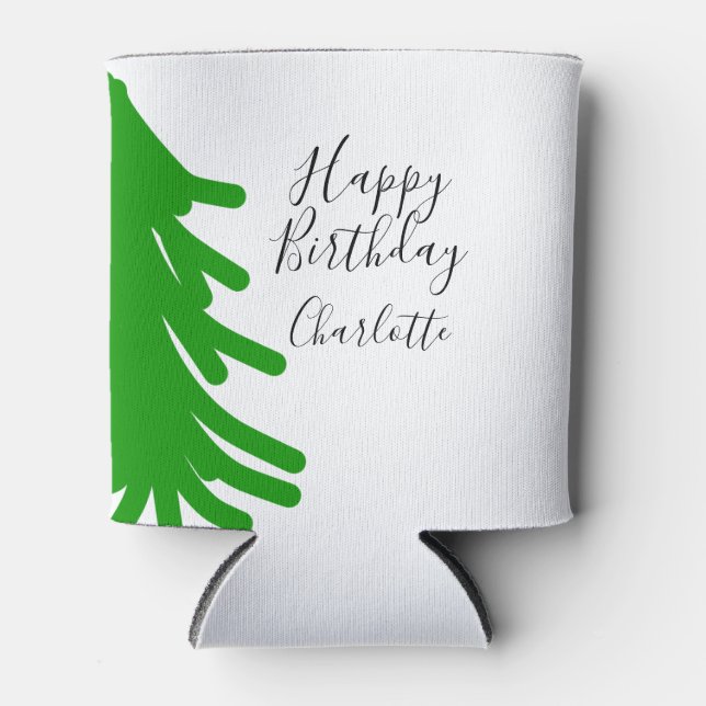 Porta-lata Green Christmas tree happy birthday December winte (Frente)