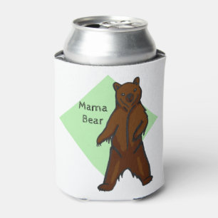 Porta-lata Green Cute Woodland Animal Mama Bear