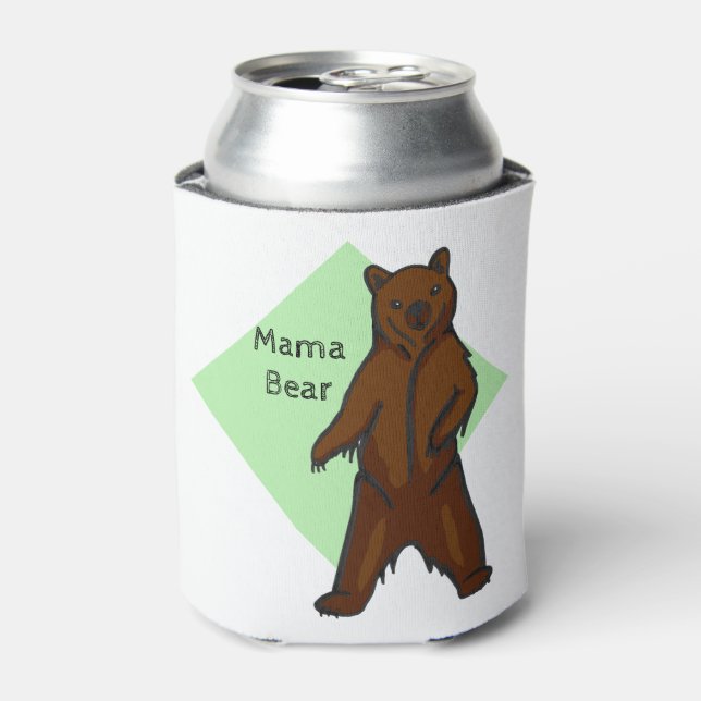 Porta-lata Green Cute Woodland Animal Mama Bear (Can Front)