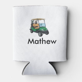 Porta-lata Green golf car name man sports boy gifts letter 