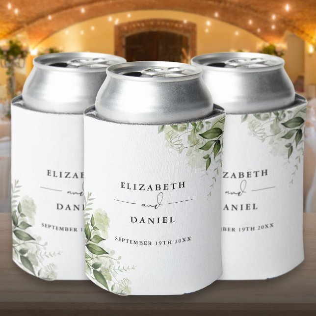 Porta-lata Greenery Floral Elegante Moderno Casamento (Greenery Floral Elegant Modern Wedding Can Cooler)