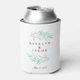 Porta-lata Greenery Mint Watercolor Casamento Personalizado