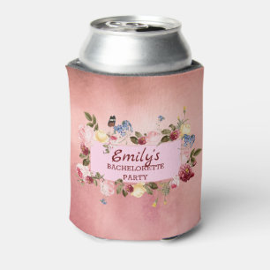 Porta-lata Grinalda floral sobre o fundo da aguarela