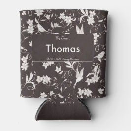 Porta-lata Groom on dark floral pattern Wedding Party