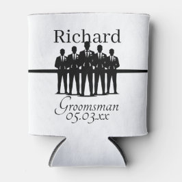 Porta-lata Groomsman Wedding Suited Squad Silhouette Name