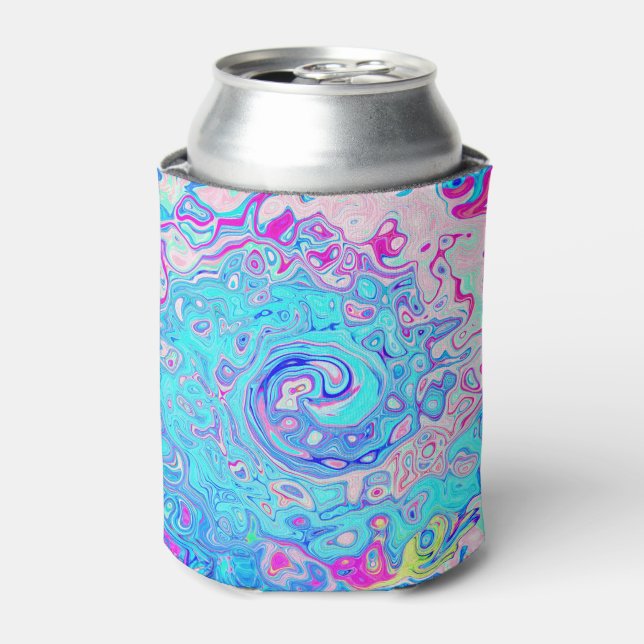 Porta-lata Groovy Abstrato Retro Robin Ovo Blue Swirl (Can Front)