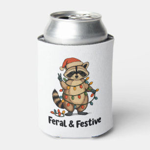 Porta-lata Guaxinim Feral e Festivo Luzes de Natal