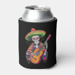 Porta-lata Guitarra de Fiesta de Crânio de Esqueleto Cinco De