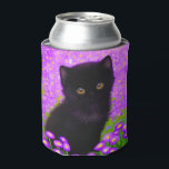 Porta-lata Gustav Klimt Cat<br><div class="desc">Pode resfriar com um gato Gustav Klimt! Este gatinho fluffy fica num campo verde de flores roxas. Um presente perfeito para amantes de gatos e entusiastas de arte austríacos!</div>