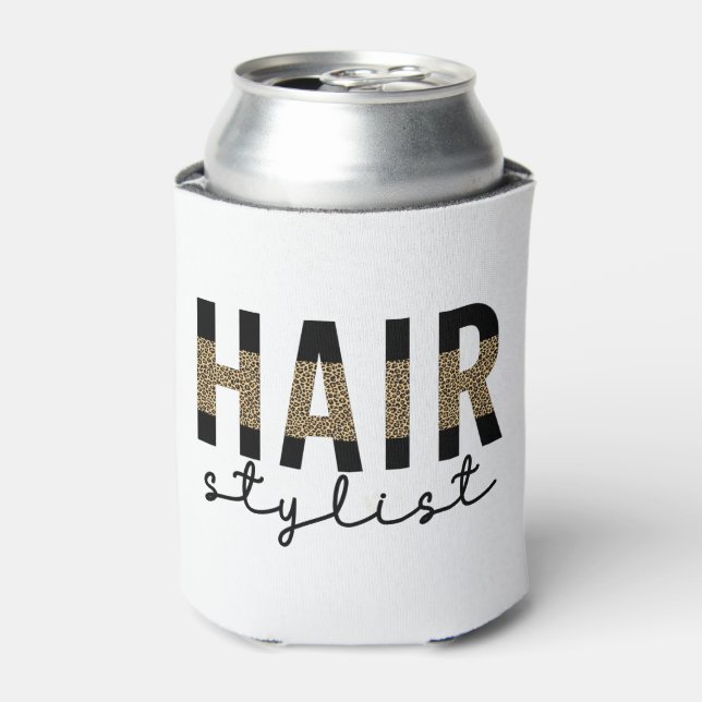 Porta-lata Hair Stylist Cheetah Typografia Hairdresser Gift (Can Front)