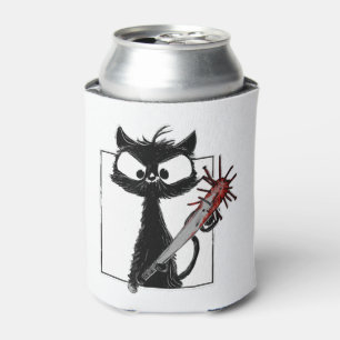 Porta-lata Halloween de Beisebol Gato Negro