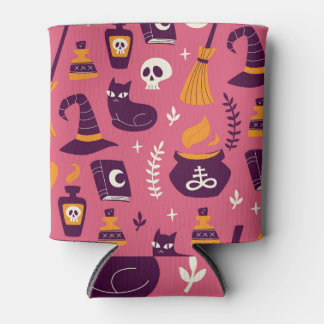 Porta-lata Halloween desenhado à mão, padrão desajeitado.