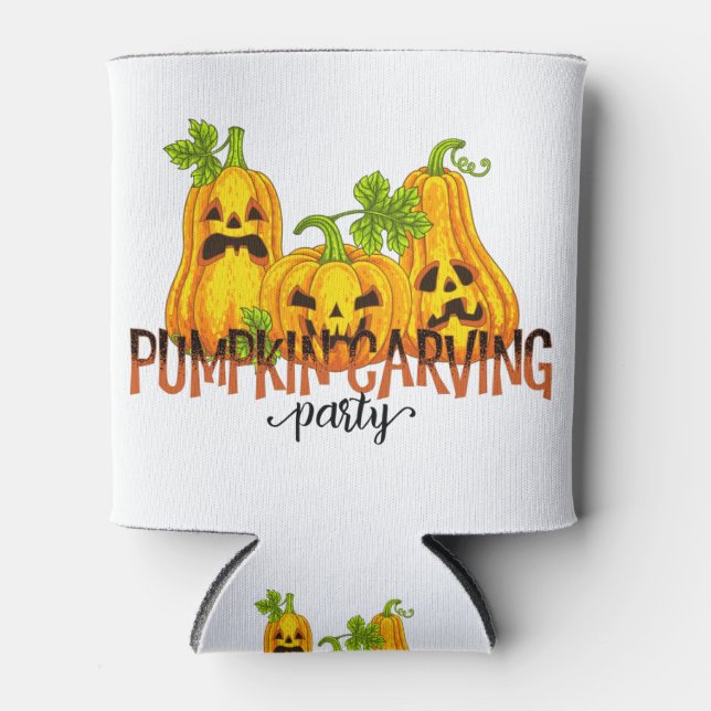Porta-lata Halloween Pumpkin carving Party Fall Funny (Frente)