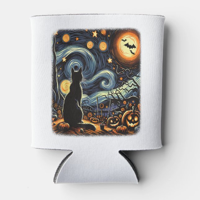 Porta-lata Halloween Van Gogh Starry Night Black (Frente)