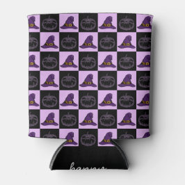 Porta-lata Halloween Witch Hat Pumpkin Face Patterno Assustad