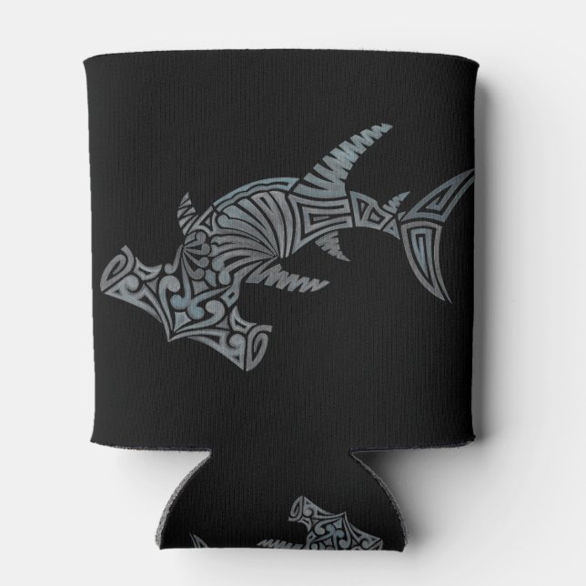 Porta-lata Hammerhead tribal em preto (Traseira)