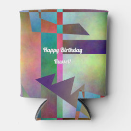 Porta-lata Happy Any Age Adult Birthday Abstract Pattern