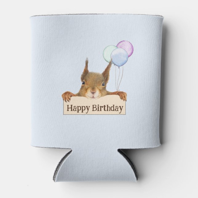 Porta-lata Happy Birthday Personalized Squirrel Balloon  (Frente)