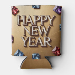 Porta-lata Happy New Year Gold Can Sleeve