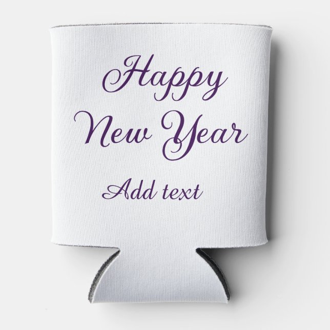 Porta-lata Happy new year purple calligraphy simple minimal  (Frente)