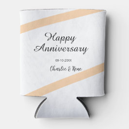 Porta-lata Happy wedding anniversary orange pastel lines name