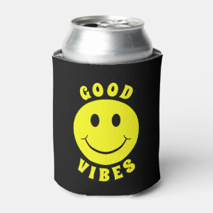 Porta-lata Happy Yellow Face Good Vibs Black