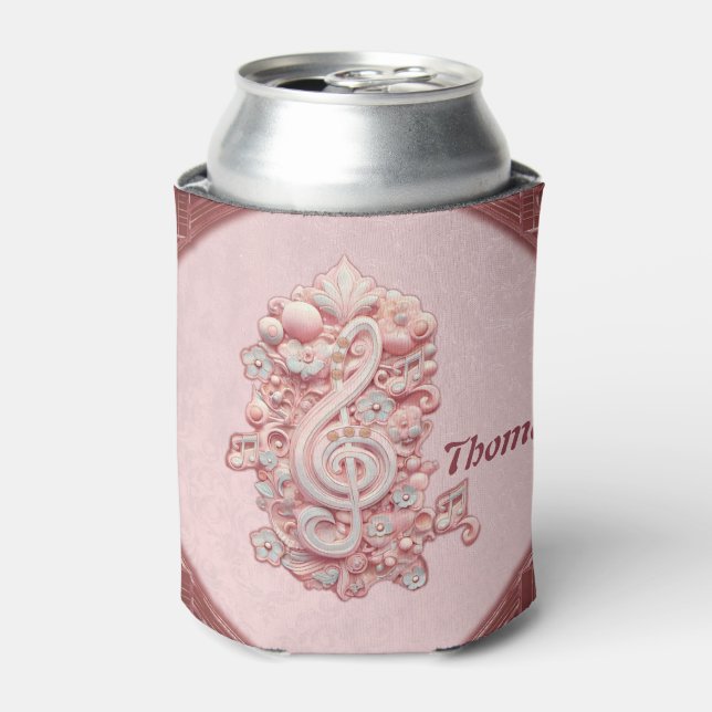 Porta-lata Harmonia a rosa, uma majestosa e estilizada clave  (Can Front)